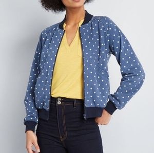 Modcloth "Seen Around Town Bomber Jacket" Blue